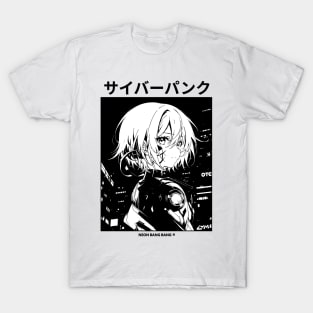 Cyberpunk Girl Manga Aesthetic Goth Grunge White T-Shirt